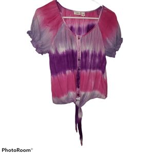 Cato small multi-colored color women's tie front crop top. 075